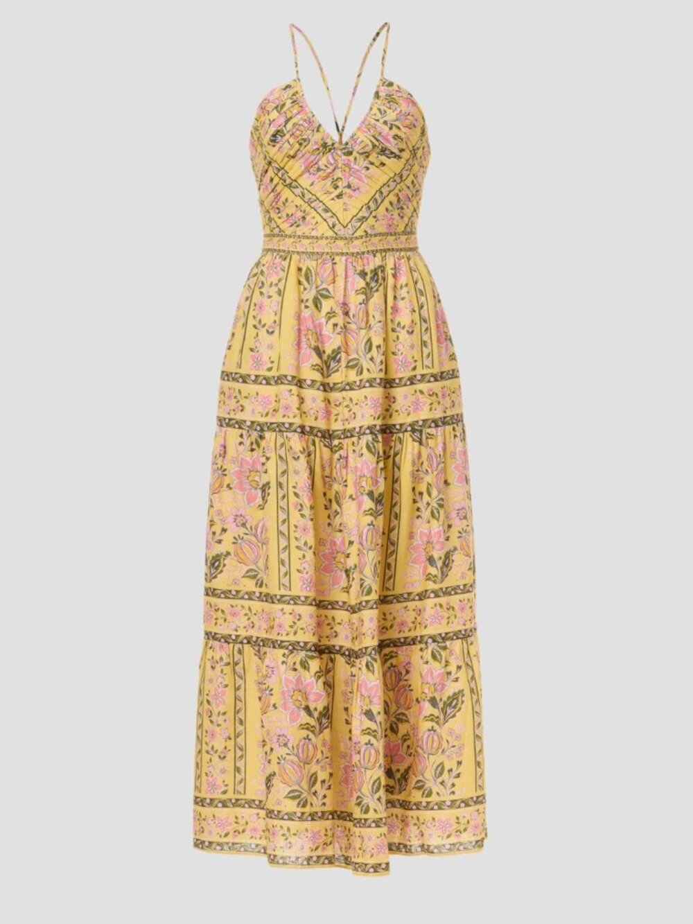 Yumi Kim Yellow Maxi Dress with Pink Floral Print